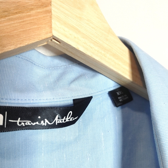 Travis Mathew Shirt Button Front‎ Shirt Sleeveless Cotton Blend Light Blue XXL - Picture 5 of 6